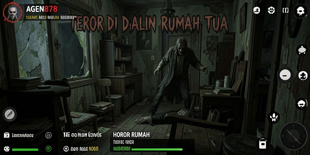 Antarmuka mencekam dalam AGEN878 menampilkan dunia horor yang realistis.