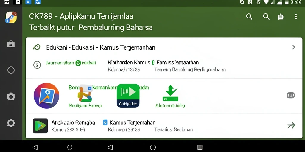 Tampilan antarmuka CK789 yang sederhana dan intuitif untuk Kamus Terjemahan.