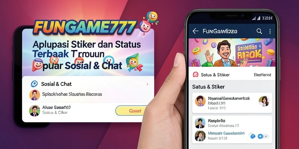Tampilan antarmuka aplikasi FUNGAME777 dengan pilihan stiker menarik.