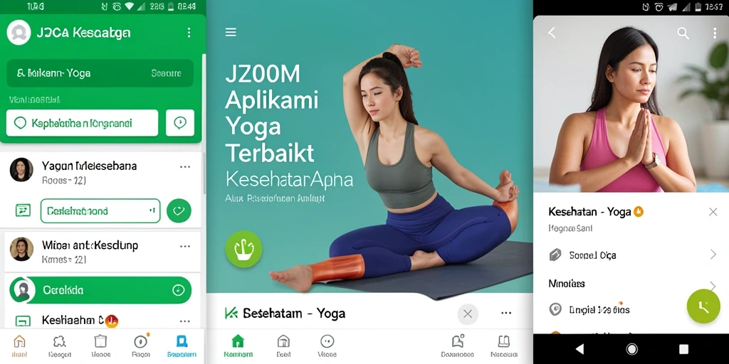 Tangkapan layar utama aplikasi J200M menampilkan sesi Yoga yang interaktif.