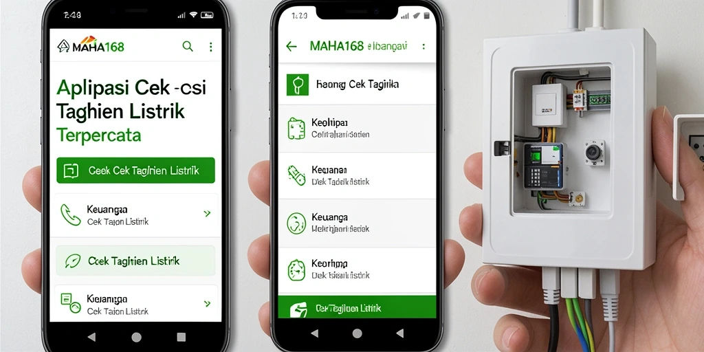 Tampilan antarmuka MAHA168 untuk cek tagihan listrik yang informatif dan mudah digunakan.