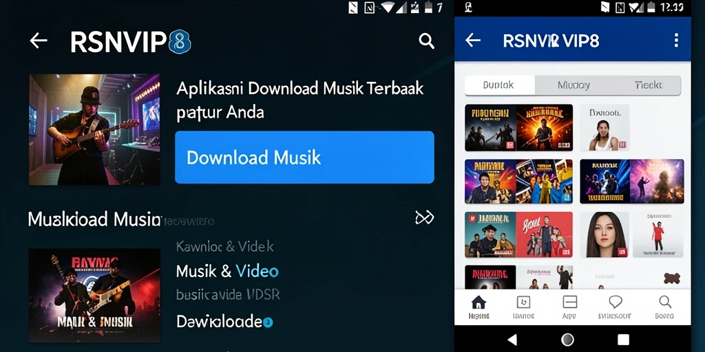 Tampilan antarmuka RSNVIP8 yang sederhana dan intuitif untuk Download Musik.