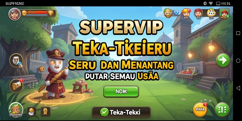 Tampilan antarmuka SUPERVIP dengan berbagai opsi teka-teki menarik.
